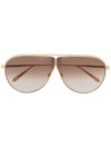 Linda Farrow Oversized Aviator Sunglasses In Gold