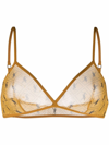 Saint Laurent All Over Logo Triangle Bra In Yellow