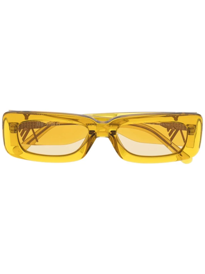 Linda Farrow X Attico Rectangular-frame Sunglasses In Gold