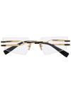 Balmain Rectangular-frame Rimçesss Glasses In Gold