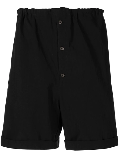 Prada Logo-patch Cotton Shorts In Black
