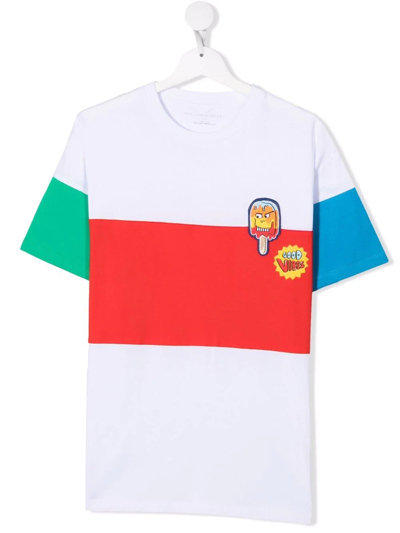 Stella Mccartney Teen Colour-block Embroidered Patch T-shirt In White