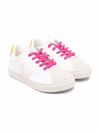 Veja Kids' Esplar Laces Leather Trainers In White