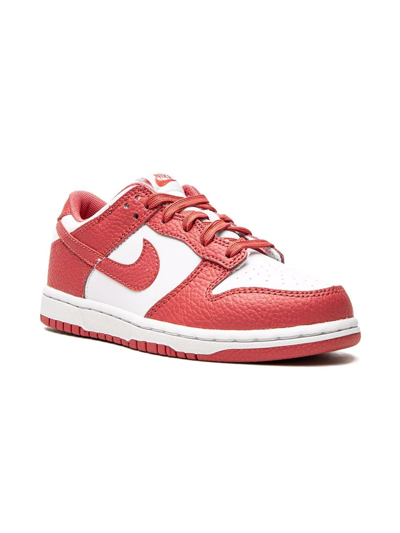 Nike Kids' Dunk Low Sneakers In White/ Archaeo Pink