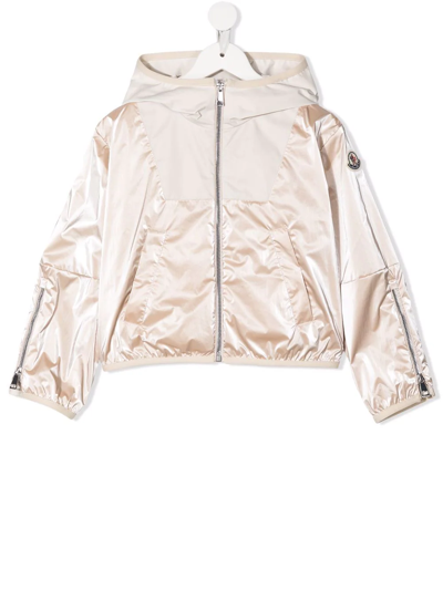 Moncler Kids' Logo Bomber Jacket In Neutrals