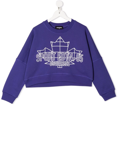 Dsquared2 Kids' Logo Crew-neck Sweatshirt In Purple