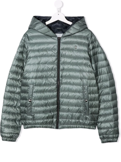 Herno Kids' Quilted Feather-down Jacket In Green