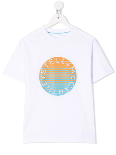 Stella Mccartney Kids' Logo Crew-neck T-shirt In Bianco