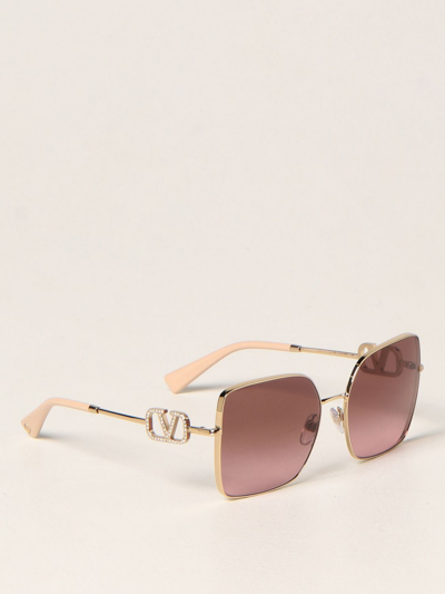 Valentino Garavani Sunglasses In Acetate And Metal With Vlogo In Blush Pink