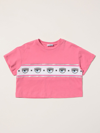 Chiara Ferragni Kids' Maxi Logo Cropped T-shirt In Pink