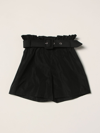 Msgm Kids' Shorts In Taffeta In Black