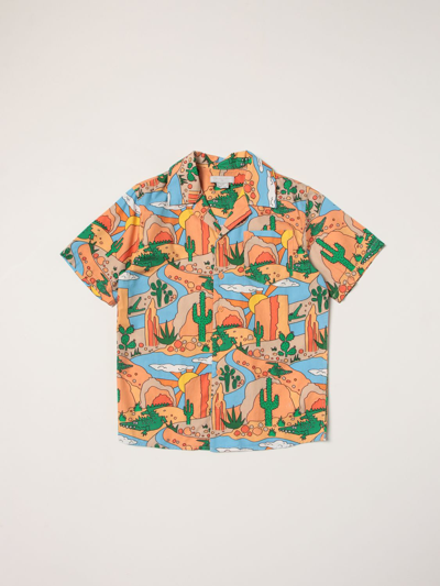 Stella Mccartney Kids'  Shirt With Cactus Print In Orange