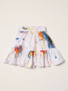 Msgm Wide Skirt With Paint Splash Print In Multicolor