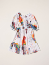 Msgm Dress With Paint Splatters Print In Multicolor