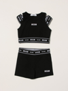 Msgm Girls Teen Black Cotton Shorts Set In Black