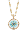 Effy Women's 14k Yellow Gold, Turquoise, White Agate, Sapphire & Diamond Pendant Necklace In Turquoise