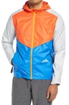 Nike Windrunner Men's Trail Running Jacket In Orange,signal Blue,grey Fog,green Glow