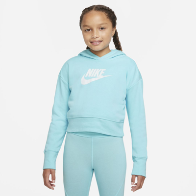 Nike Sportswear Club Big Kids' French Terry Cropped Hoodie In Copa,white