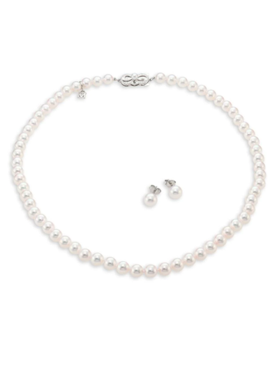 MIKIMOTO 7-6MM AKOYA PEARL STUD EARRINGS & NECKLACE GIFT SET