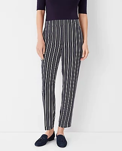 Ann Taylor The Striped Easy Ankle Pant In Night Sky