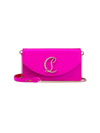 Christian Louboutin Small Loubi54 Satin Embellished Clutch-on-strap In Holly Pink Gold Crystal