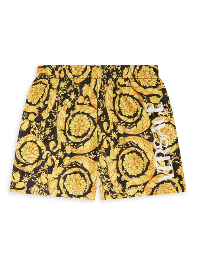 VERSACE LITTLE BOY'S & BOY'S GIADA BAROCCO LOGO SWIM TRUNKS