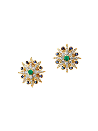Syna Women's Cosmic 18k Yellow Gold & Multi-gemstone Starburst Stud Earrings
