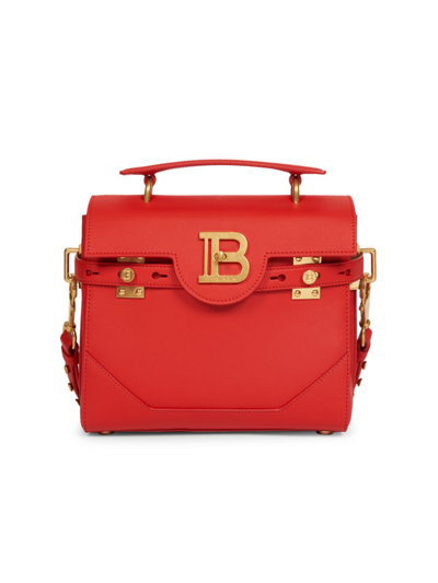 Balmain B-buzz 23 Leather Shoulder Bag In Red