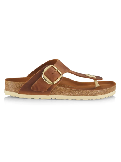 Birkenstock Gizeh Big Buckle Oiled Leather Sandals In Brown
