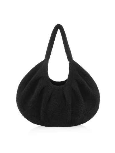 Maximilian Shearling Hobo Bag In Black