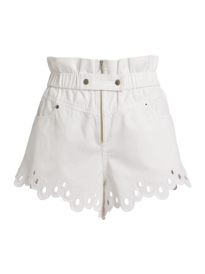 Sea Nyla Elasticated-waist Raw-hem Cotton-twill Shorts In White