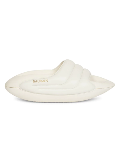 Balmain B It Quilted Puffy Leather Sandals In White