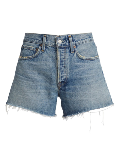 Agolde Women's Parker Mid-rise Distressed Denim Shorts In Wheel Md Indigo