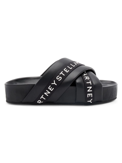 Stella Mccartney Vesta Eco Alt Logo Crisscross Sandals In Black