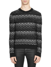 Saint Laurent Knit Chevron Sweater In Black Silver