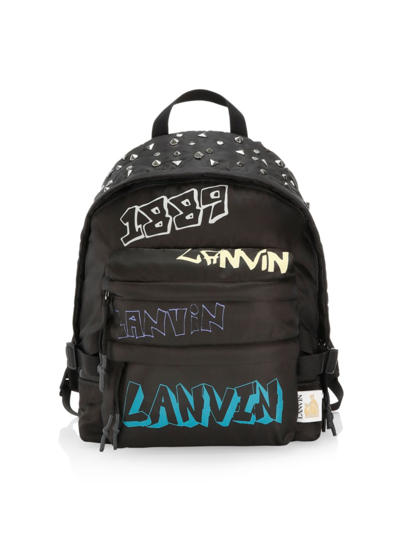 Lanvin Studded Nylon Backpack In Black
