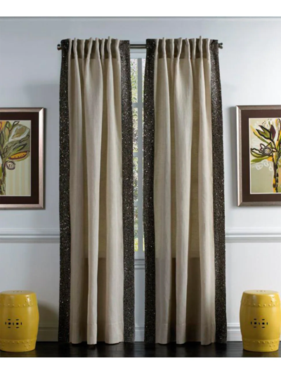 Callisto Home Hand Embroidered Curtain In Wheat