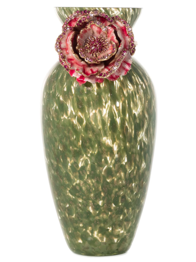 Jay Strongwater Flora & Fauna Peony Vase In Green