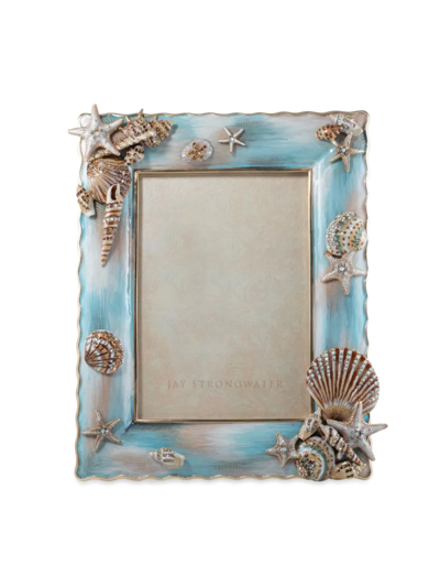 Jay Strongwater Coastal Shell Photo Frame In Blue