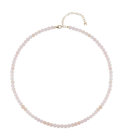 Mateo Rose Quartz Beaded Choker In Gold