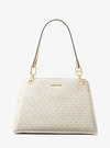 Michael Kors Trisha Large Logo Shoulder Bag In Natural