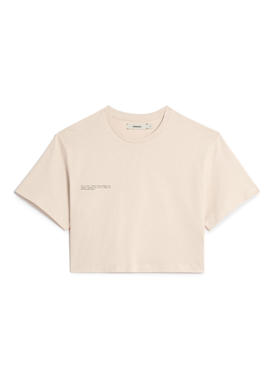 Pangaia Organic Cotton Cropped T-shirt With C-fiber™ In Neutral