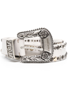 Golden Goose Stud-embellished Metallic Leather Belt In Beige