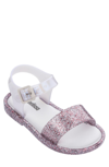 Mini Melissa Girl's Mel Mar Glitter Resin Sandals In 53651 - Pink Glitter/ Pearl