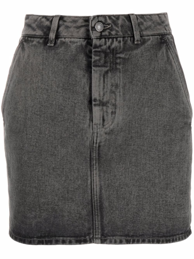 Ami Alexandre Mattiussi High-waisted Short Denim Skirt In Grey