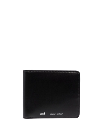Ami Alexandre Mattiussi Logo-print Leather Cardholder In Black