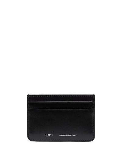 Ami Alexandre Mattiussi Logo-print Leather Cardholder In Schwarz