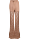 Nanushka Crochet Organic Cotton-blend Knitted Trousers In Braun