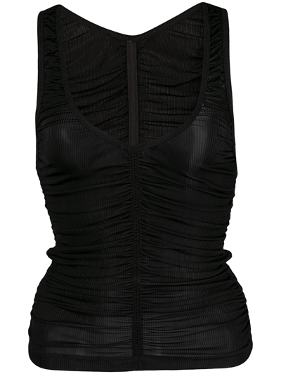 Alexander Wang Centre Ruched Tank Top In Black