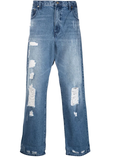 Michael Kors Wide-leg Distressed Jeans In Blau